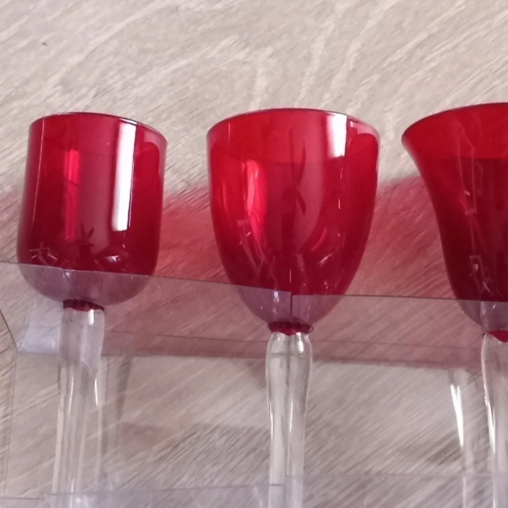 Crate&Barrel Ruby Red Glass Stem Cordials 4 Different Style Glasses